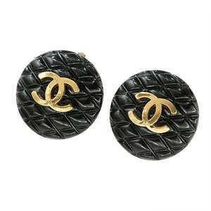CHANEL Black Logo Earrings